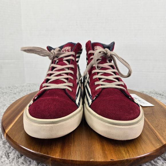 Converse Pro Leather Vulc Mid White Blue Red Striped Casual Y2K Sneaker Mens 9 - Picture 4 of 12